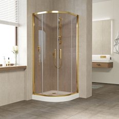 Душевой уголок профиль золотой стекло бронза Vegas-glass