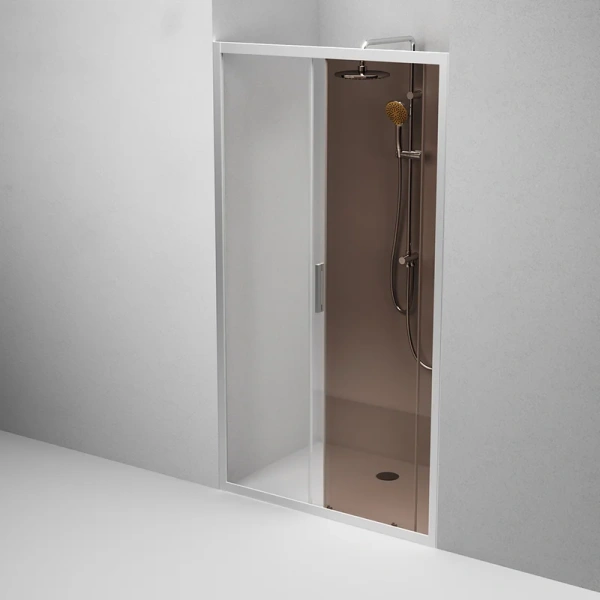 Душевая дверь в нишу AM.PM Gem Solo 110 см профиль хром стекло бронза W90G-110-1-195MBr (детальная фотография), недорогие, в нишу, стеклянные