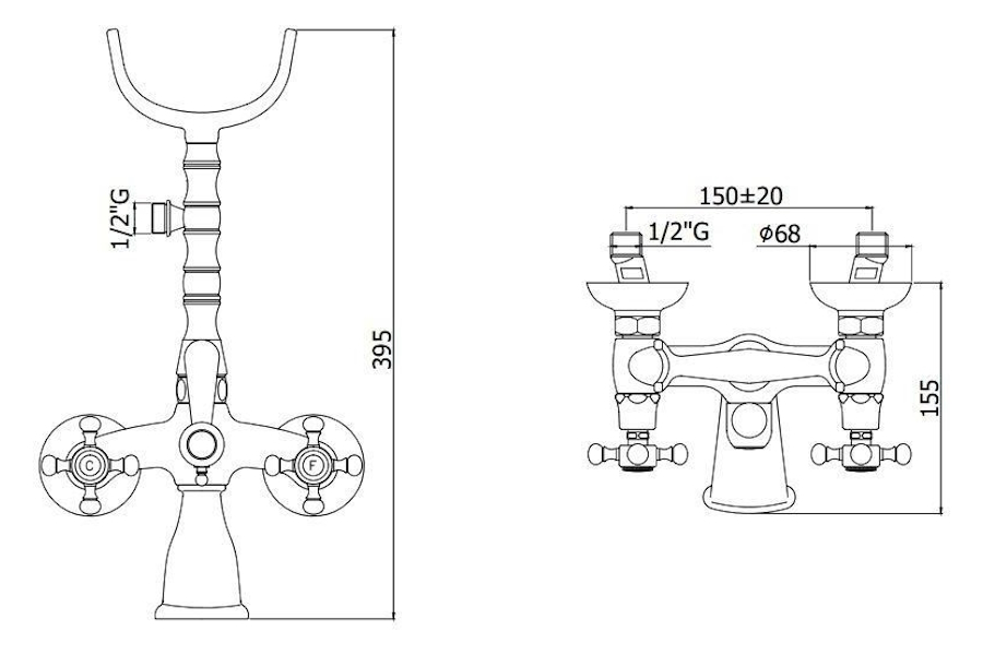 Схема (детальная фотография), округлая форма, с душевой лейкой