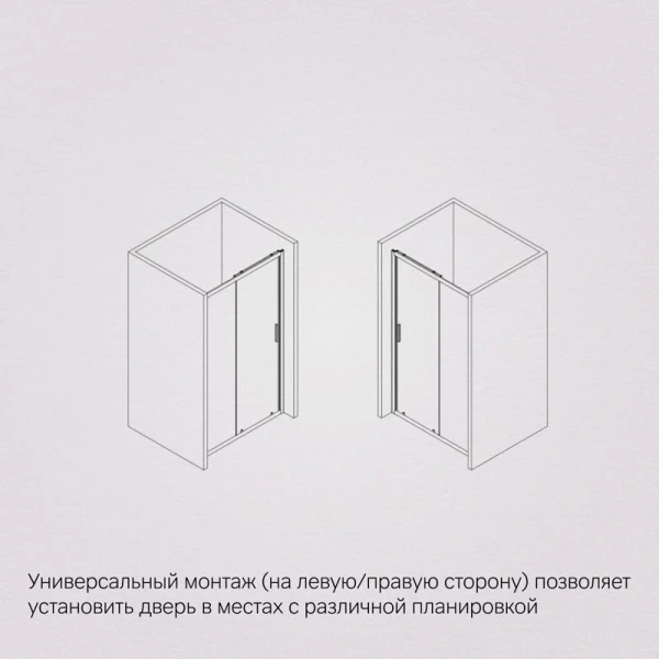 Душевая дверь в нишу AM.PM Gem Solo 100 см профиль черный стекло прозрачное W90G-100-1-195BT (детальная фотография), 100 см