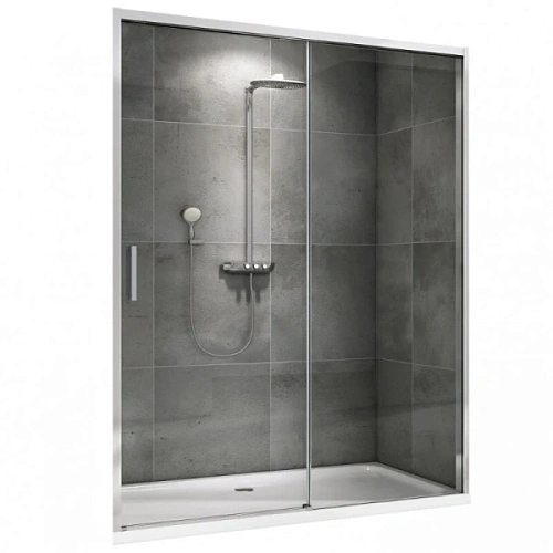 Душевая дверь в нишу Abber Komfort 150 см профиль хром стекло прозрачное - фото 1