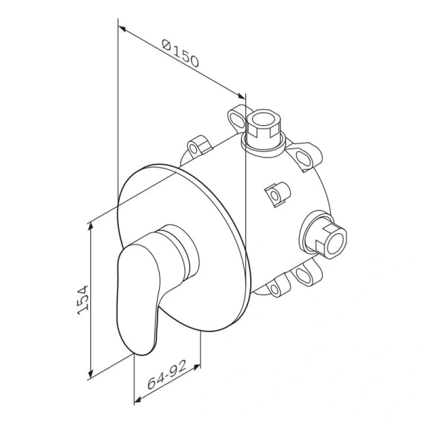 Смеситель для душа AM.PM Like встраиваемый хром F8075000 (детальная фотография), для душа