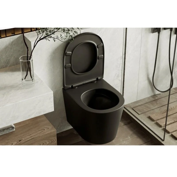 Унитаз подвесной Abber Bequem черный матовый AC1102TMB (детальная фотография), современные, hi-tech, круглые