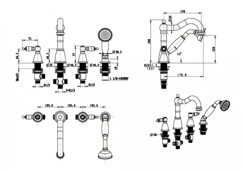 Смеситель для ванны Boheme Medici бронза 391 (детальная фотография), для ванны