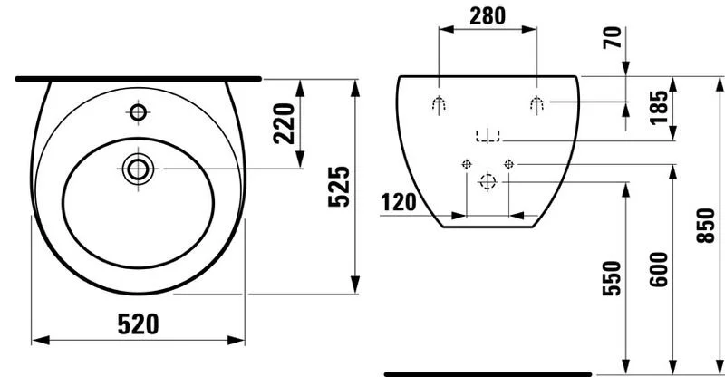 Раковина Laufen Alessi One 8.1097.1.400.104.1 52х52.5 см (детальная фотография), современные, hi-tech