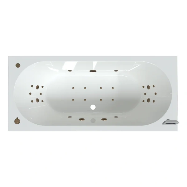 Акриловая ванна Радомир Вальс 1-01-4-0-1-194К, 190 x 90 см, каркас, фронтальный экран, сифон, слив-перелив автомат в комплекте, белая/бронза (детальная фотография), белые