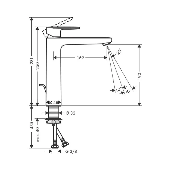 Смеситель для раковины Hansgrohe Vernis Blend хром 71581000 (детальная фотография), для раковины