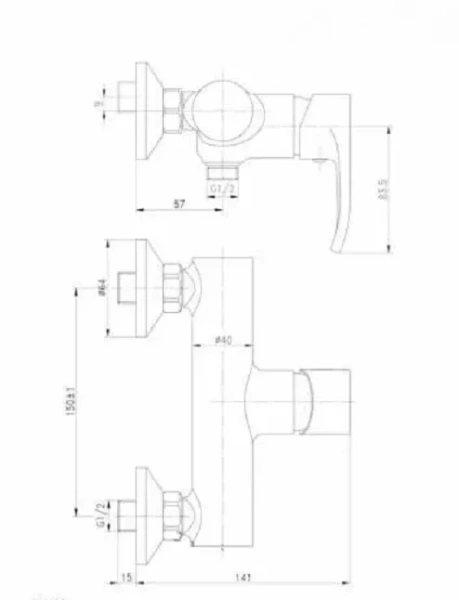 Смеситель Ceramicanova A.V.O 70026CH для душа настенный, хром (детальная фотография), для душа