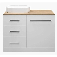 Тумба под раковину напольная Misty Респект 120 см белая/дуб артизан правая