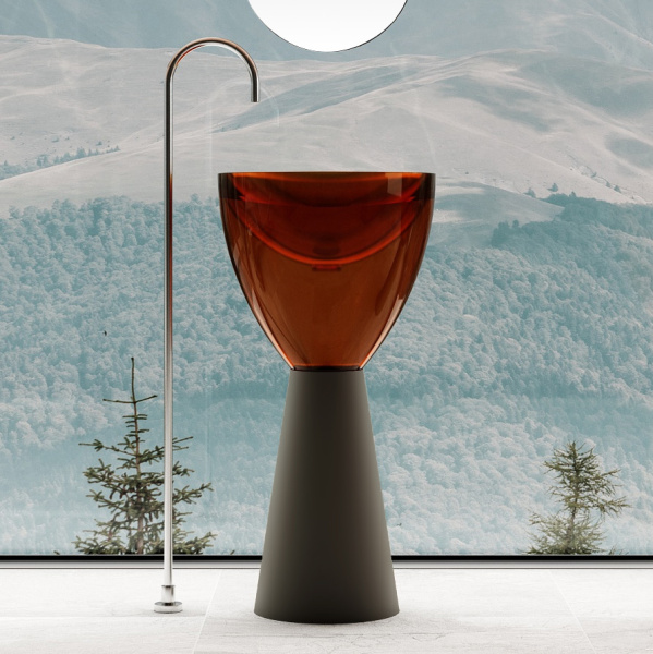 Раковина Abber Kristall 45 см черная/коричневая AT2703Black-Opal (детальная фотография), современные, hi-tech