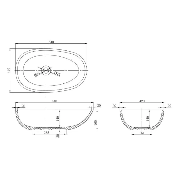 Раковина Montebianco Tuscany 64 см белая матовая 12002 (детальная фотография), современные, hi-tech