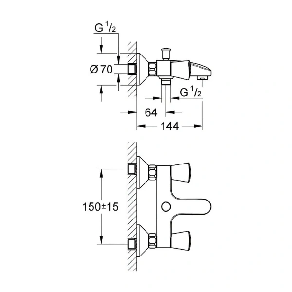 Смеситель для ванны Grohe Costa S 25483001 (детальная фотография), для ванны