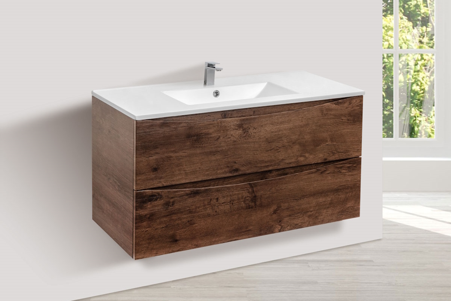 Тумба под раковину подвесная Vincea Mia 100,6 см R.Wood VMC-2MC100RW (детальная фотография), современная, hi-tech