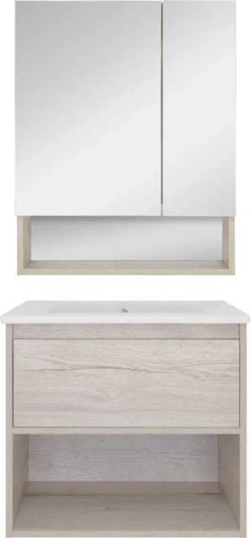 Зеркальный шкаф Misty Дунай 60 см дуб галифакс белый П-Дун04060-01 (детальная фотография), по запросу