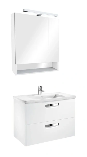 Зеркальный шкаф с подсветкой Roca The Gap 80 см белый глянцевый ZRU9302887 (детальная фотография), 80 см