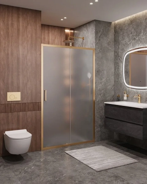 Душевая дверь в нишу Cezares Molveno 120 см стекло рифленое профиль золото MOLVENO-BF-1-120-P-BORO (детальная фотография), 120 см