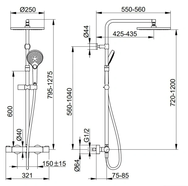 Душевая стойка Keuco Plan Blue 53926 с термостатом (детальная фотография), современные, hi-tech
