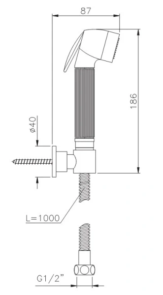 Гигиенический душ, хром, Nicolazzi Doccia 5523CR (детальная фотография), с лейкой