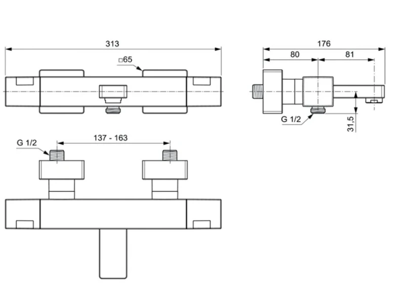 Смеситель для ванны Ideal Standard Ceratherm C100 термостатический A7538AA (детальная фотография), для ванны
