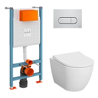 Унитаз с инсталляцией VitrA Mia безободковый