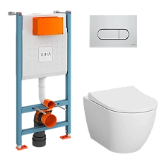 Унитаз с инсталляцией VitrA Mia безободковый