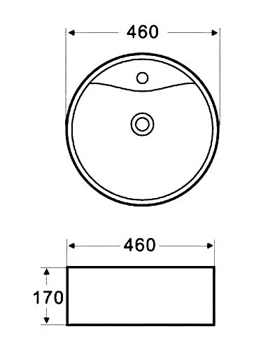 Раковина Azario 46 см накладная AZ-3018 (детальная фотография), современные, hi-tech