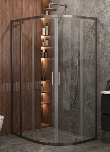 Душевой уголок Cezares Molveno 120х90 см стекло прозрачное профиль оружейная сталь - фото 4