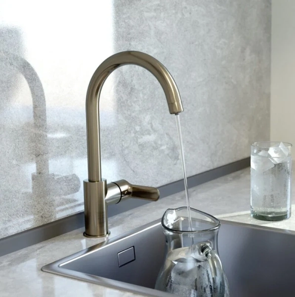 Смеситель для питьевой воды IDDIS Cuba однорычажный (детальная фотография), высокие, недорогие, округлая форма, для питьевой воды с фильтром