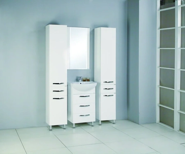 Тумба под раковину напольная Акватон Ария Н 50 см белый глянец 1A140201AA010 (детальная фотография), современная, hi-tech