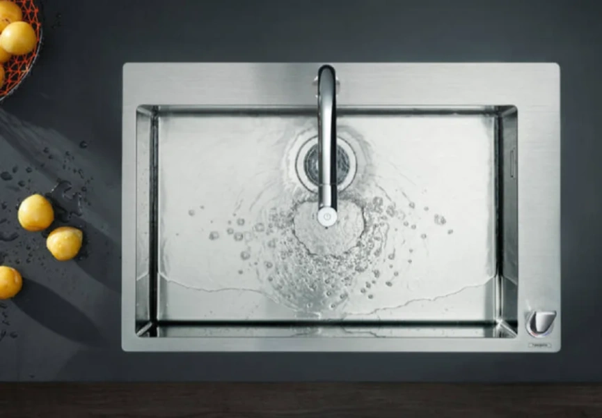 Смеситель для кухни Hansgrohe Metris Select M71 хром 73819000 (детальная фотография), высокие, округлая форма