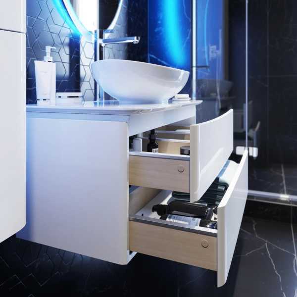Тумба с раковиной подвесная Velvex Luna tpLUN.60-21.43 60 см с ящиками (детальная фотография), современная, hi-tech