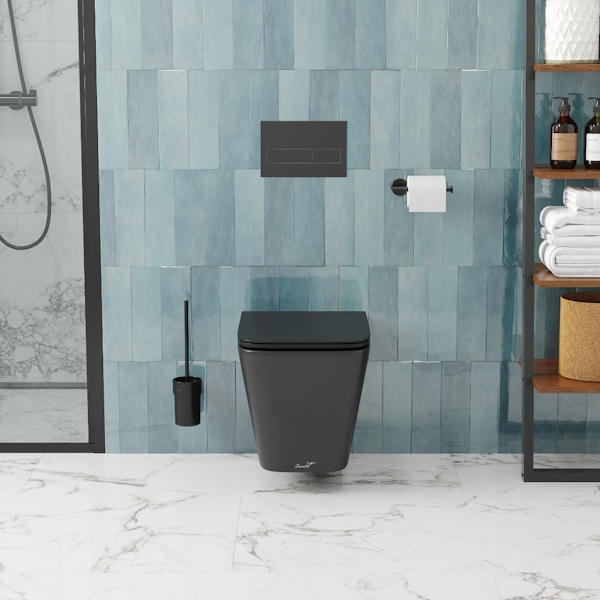 Унитаз подвесной Ceruttispa Maiella черный CT9163 (детальная фотография), без бачка, со скрытым бачком