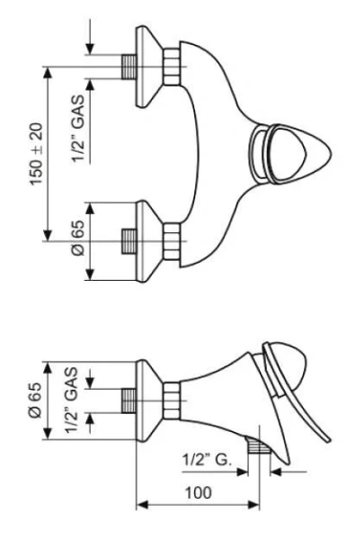 Смеситель для душа Emmevi Cheope 5002 (детальная фотография), для ванны