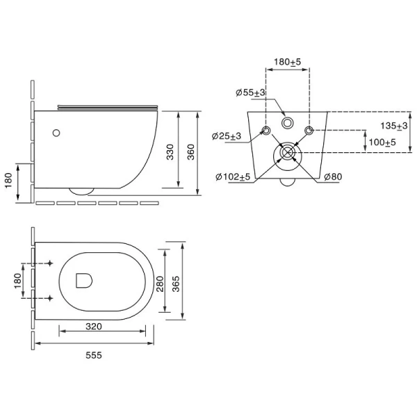 Унитаз подвесной SantiLine черный SL-5002MB-BD (детальная фотография), подвесные, встраиваемые