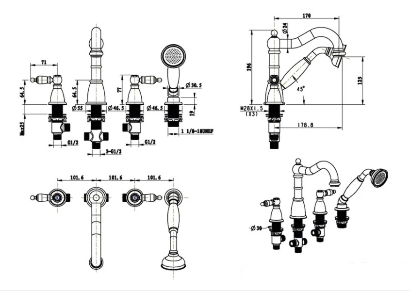 Смеситель для ванны Boheme Provanse бронза 394 (детальная фотография), для ванны