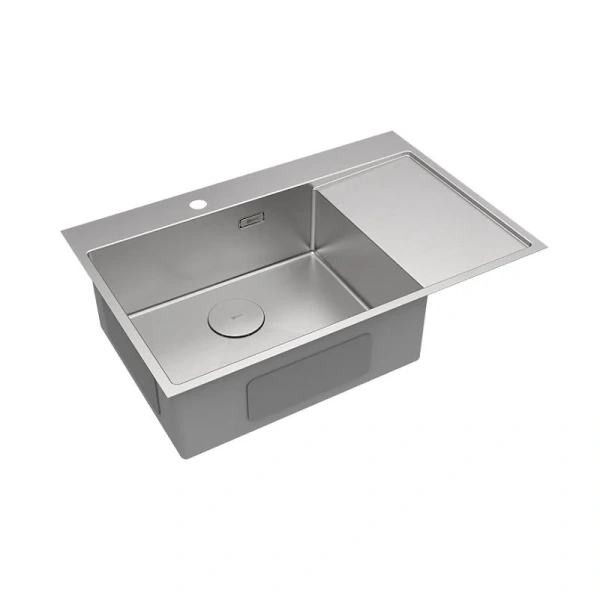 Мойка для кухни Lemark Kezadra 78 см сталь, правая 9937153 (детальная фотография), с крылом