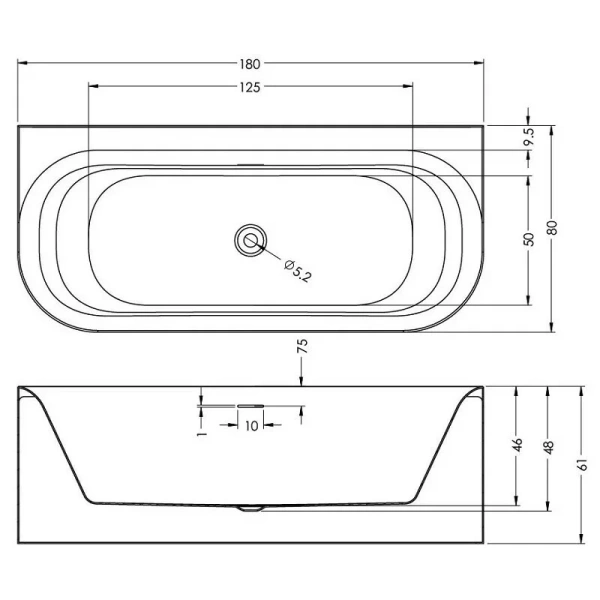 Ванна акриловая Riho Devotion B2W B096001005, 180 x 80 см, цвет белый (детальная фотография), акриловые
