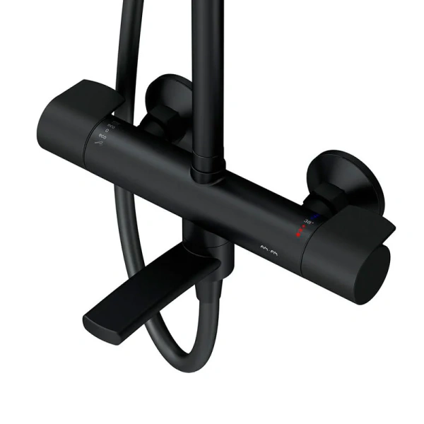 Душевая стойка Am.Pm X-Joy черная матовая F0785A522 (детальная фотография), с тропическим душем