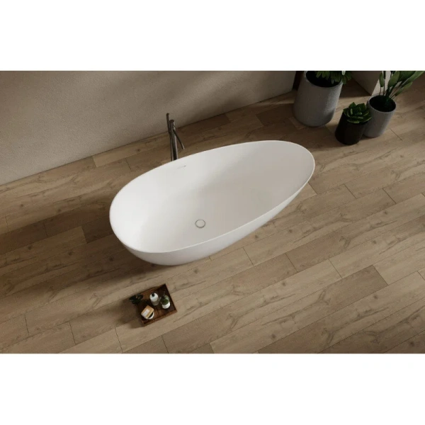 Ванна из искусственного камня Abber Stein 170x80 см белая матовая AS9611NM-1.7 (детальная фотография), 170x80 см