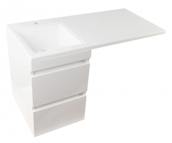 Тумба с раковиной подвесная Style Line Даллас СС-00002349 100 см с двумя ящиками (детальная фотография), моноблок, для стиральной машины