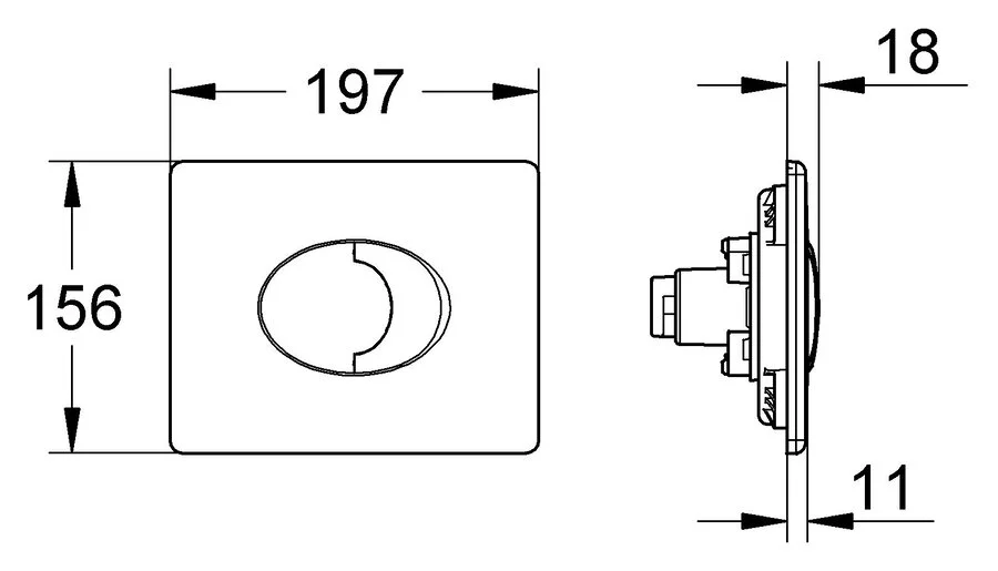 Клавиша смыва Grohe Skate Air матовый хром 38506P00 (детальная фотография), хром
