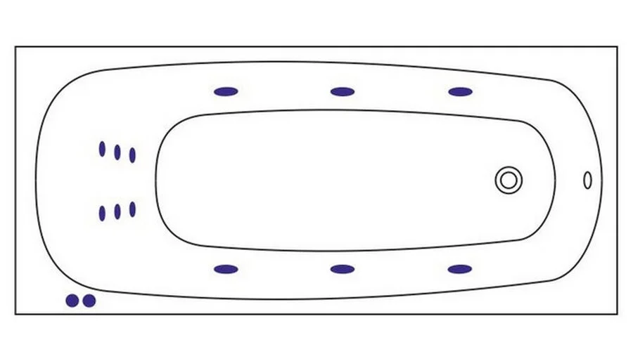 Ванна гидромассажная Whitecross Layla Line, 180 х 80 см, увеличенная толщина акрила, усиленная армировка, белый/хром, 0102.180080.100.LINE.CR (детальная фотография), акриловые