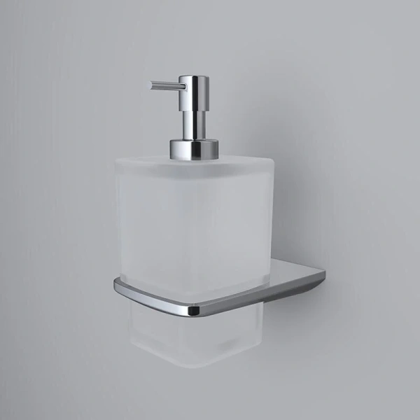 Диспенсер стеклянный для жидкого мыла AM.PM Inspire 2.0 с настенным держателем A50A36900 (детальная фотография), хром, белые