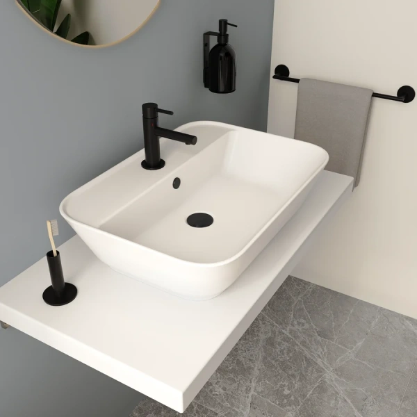 Раковина VitrA Geo 60 см прямоугольная 7426B003-0001 (детальная фотография), белые