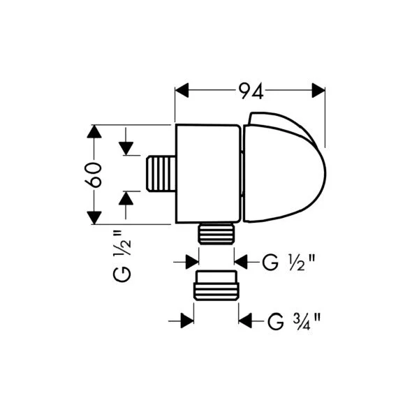 Шланговое подсоединение Hansgrohe FixFit Stop хром 27452000 (детальная фотография), в наличии