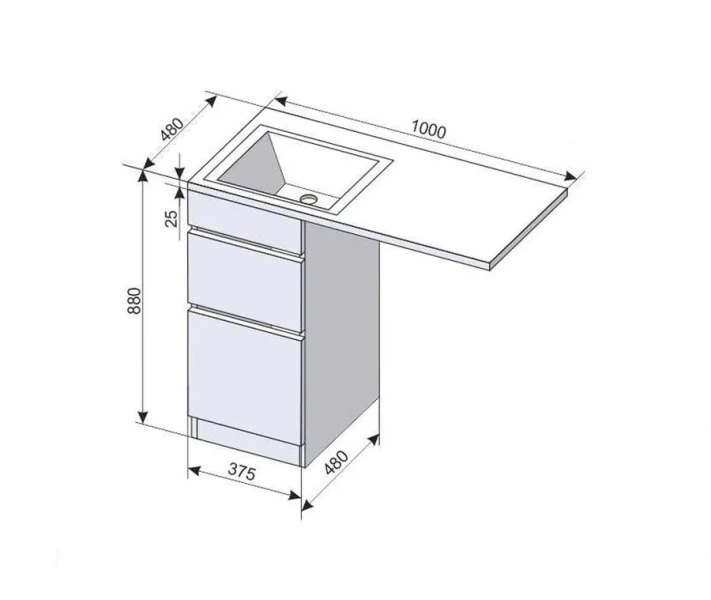 Тумба с раковиной напольная Style Line Даллас СС-00002346 100 см МДФ (детальная фотография), моноблок, для стиральной машины