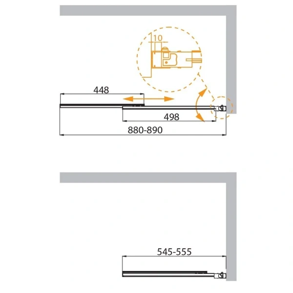 Шторка для ванны Cezares Slider 90х150 см стекло прозрачное профиль оружейная сталь SLIDER-VF-11-90/150-C-GM (детальная фотография), современные, hi-tech