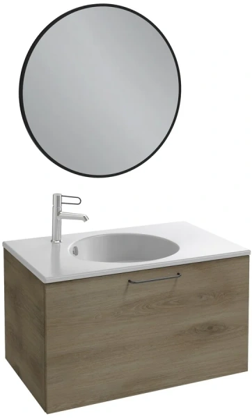 Зеркало круглое Jacob Delafon Odeon Rive Gauche 70 см черный сатин EB1177-S14 (детальная фотография), в черной раме