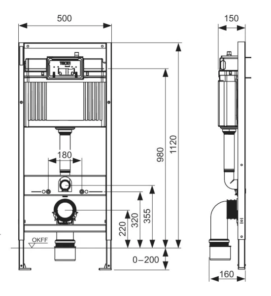 Унитаз с инсталляцией Tece TECEbase 2.0 клавиша белая K440920.WC2 (детальная фотография), с инсталляцией