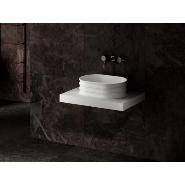 Раковина Abber Stein 56 см белая матовая AS2650 (детальная фотография), накладные (на столешницу), пристенные